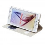 Wholesale Samsung Galaxy S6 Slim Window View Magnetic Flip Leather Case (White)